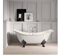 Baignoire sur pieds rétro en fonte KINGSTON Blanche 182 cm Pieds chromés
