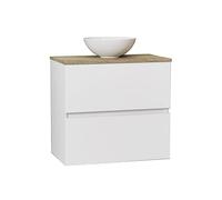 Baikal Ensemble de Meuble de Salle de Bain Ness, spécial pour Les Petites salles de Bains, Meuble à Fond réduit de 36 cm, avec lavabo en céramique, Meuble monté, Deux tiroirs 60 cm Blanc