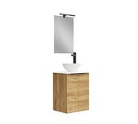 Baikal Ensemble de Meubles de Salle de Bain 45 cm. Comprend Un Meuble avec lavabo. mélamine 16 mm. Meuble monté. Comptoir + lavabo. avec Miroir 2 Portes Teka