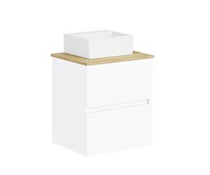 Baikal Ensemble de Salle de Bain Natura. Meuble de Salle de Bain à Fond réduit, avec lavabo en céramique sur Le comptoir, Meuble Suspendu, Meuble monté, Deux tiroirs sans Miroir 60 cm, Fond de 39 cm