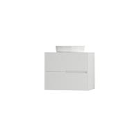 Baikal Meuble de Salle de Bain Gavin, 2 tiroirs, Meuble Suspendu au Mur, avec lavabo en céramique sur comptoir, diverses Finitions et mesures, Meuble monté, sans Miroir 70 cm Blanc