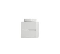 Baikal Meuble de Salle de Bain Gavin, 2 tiroirs, Meuble Suspendu au Mur, avec lavabo en céramique sur Le comptoir, diverses Finitions et mesures, Meuble monté sans Miroir 60 cm Blanc, 280034831