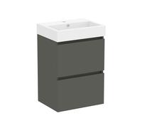 Baikal Meuble de Salle de Bain Mini. Meuble monté avec 2 tiroirs Suspendus avec lavabo. Armoire de Salle de Bain. Lavabo en céramique, 45 cm, Gris foncé.