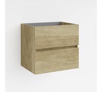 Baikal Meuble de Salle de Bain modulaire à 2 tiroirs, Suspendu au Mur, en mélamine 16 mm. Meuble monté. Combinable avec n'importe Quel Top. Meuble 2 tiroirs 60 cm Nature