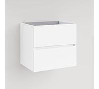 Baikal Meuble de salle de bain modulaire à 2 tiroirs, suspendu au mur, module de salle de bain, en mélamine 16 mm. Meuble monté. Combinable avec n'importe quel haut meuble 2 tiroirs 60 cm Blanc