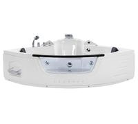 Bain à Remous Baignoire Balnéo d'Angle Moderne en Acrylique Blanc 144 cm avec Hydromassage et Lumière LED et Surface Vitrée pour 2 Personnes Beliani