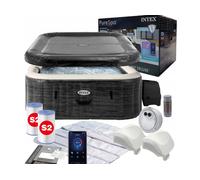 Bain à remous gonflable Intex 28450 PureSpa Bubble Grestone Deluxe 175 x 175 ...