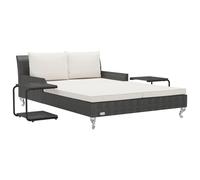 bain de soleil 2 personnes avec coussins Poly rotin noir