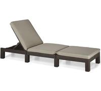 Bain de Soleil Allibert by KETER Daytona, Résine Imitation Rotin Tressé, Marron, Dossier Réglable, 195 x 65 x 25,5 cm