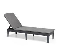 Keter Chaise longue Jaipur – résine imitation rotin tressé, dossier réglable, gris graphite