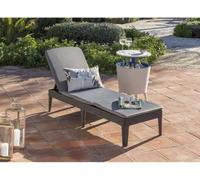 Bain de soleil Allibert by KETER Jaipur, Résine imitation rotin tressé, Gris, 187 x 58 x 29 cm