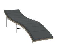 Bain de soleil avec coussin gris clair 55x199x50 cm Poly rotin