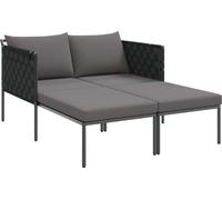 Bain de soleil avec coussin pour 2 personnes Anthracite 115x153x69,5 cm Acier, Bains de jardin DesignMöbel Nouveau