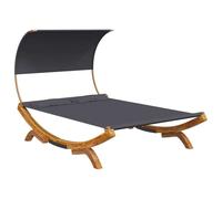 Bain de soleil avec toit 165x203x126 cm Bois courbé massif Anthracite