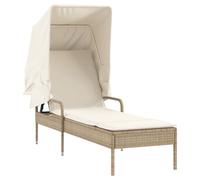 Bain de soleil avec toit Beige et Blanc Poly Rattan