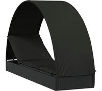 Bain de soleil avec toit rond 211 x 57 x 140 cm Poly rotin noir