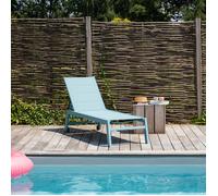 Happy Garden – Bain de soleil Barbados – en textilène et aluminium – Multi-position – Bleu clair