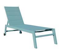 Happy Garden Bain de Soleil Barbados en textilène et Aluminium Bleu Clair. Transat d'extérieur Multi Position.
