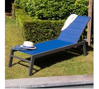 Bain de soleil barbados en textilène bleu foncé - aluminium anthracite