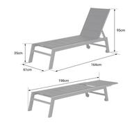 Bain De Soleil Barbados En Textilène Bleu Gris - Aluminium Anthracite Bleu