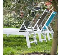 Bain de soleil barbados en textilène gris - aluminium blanc