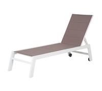 Bain de soleil BARBADOS en textilène taupe - aluminium blanc