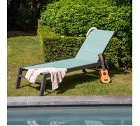 Bain de soleil BARBADOS en textilène vert d'eau - aluminium anthracite