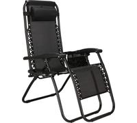 Bain de soleil Chaise longue avec appui-tête Chaise relax 110 x 80 x 67 cm Porte-boissons Poche suspendue Accoudoirs Pliable Zero Gravity
