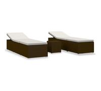 Bain de Soleil - CLARENCE® - Chaise longue de jardin table à thé - Lot de 3 - RUIGNEUF - 2 PLACES - Résine tressée Marron 64897