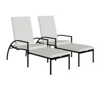 Bain de Soleil - CLARENCE® - Chaises longues avec repose-pied - Lot de 2 - RUIGNEUF - 2 PLACES - Résine tressée Noir 28997