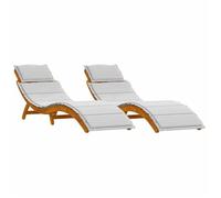 Bain de Soleil - CLARENCE® - Transat avec coussin - Lot de 2 - RUIGNEUF - 2 PLACES - Gris clair Bois d'Acacia Massif 33321