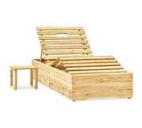 Bain de soleil de jardin avec table et support Pin imprégné