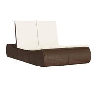 Bain de Soleil double - CLARENCE® - Chaise longue - RUIGNEUF - 2 PLACES - avec coussins marron résine tressée 94689