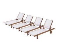 Bain de soleil en bois exotique Saïgon - lot de 4 - textilène écru