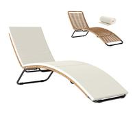 Bain de soleil en résine tressée - transat de jardin - Outsunny - design en S, structure robuste acier avec coussin - crème