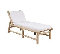 Bain de soleil en teck avec matelas - Naturel clair et blanc - TULUM de MYLIA