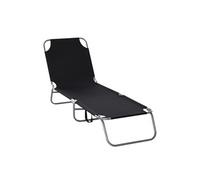 Outsunny Bain de Soleil transat Pliable Dossier réglable Multipositions métal et Polyester Noir