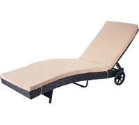 Bain de soleil HWC-D80, Chaise longue de jardin Relax, Poly-Rattan ~ anthracite, Coussin beige