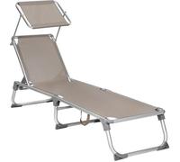 Bain de soleil inclinable - SONGMICS - avec dossier et parasol - pliable - charge 150 kg - Taupe