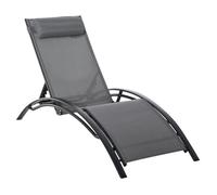 Outsunny Bain de Soleil transat de Jardin Chaise Longue Design Contemporain inclinable Multi-Positions tétière Amovible Incluse alu textilène dim. 171L x 64l x 82H cm Gris