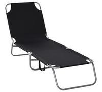Outsunny Bain de Soleil transat Chaise Longue Pliable Dossier réglable Multipositions métal et Polyester Noir