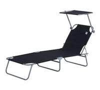 Bain de soleil Outsunny L. 187 cm noir en metal H. 36 cm non empilable pliable Noir G
