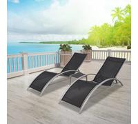 Bain de soleil simple avec table Aluminium Noir - Bains de jardin FR2416737 1parcel