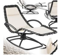 Bain de soleil - TECTAKE - Chaise longue de jardin TOULON avec mouvement de balancement confortable et accoudoirs rembourrés - Beige