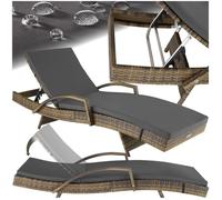 Bain de soleil - TECTAKE - Chaise longue en rotin de jardin OCEANE avec accoudoirs et dossier inclinable - Marron Naturel