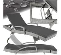 Bain de soleil - TECTAKE - Chaise longue en rotin de jardin OCEANE avec accoudoirs et dossier inclinable - Gris Clair
