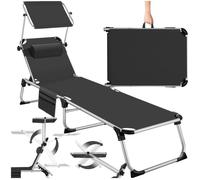 Chaise longue en aluminium Aurelie, rembourrée et pliable - noir