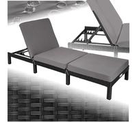 Bain de soleil - TECTAKE - Chaise longue transat de jardin SOFIA réglable en 5 positions 196 cm x 66 cm x 22 cm - Noir