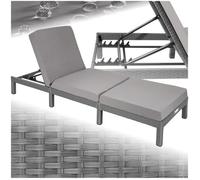 Bain de soleil - TECTAKE - Chaise longue transat de jardin SOFIA réglable en 5 positions 196 cm x 66 cm x 22 cm - Gris