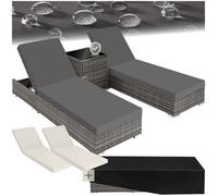 TecTake Set 2 bains de soleil NAUTICA – aluminium & résine tressée, dossier réglable, gris